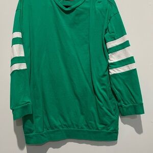 Green Kids Shirt with White Stripes